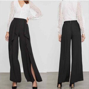 BCBGMAXAZRIA Jackee Draped Pants XS Black Sheer Ruffle Detail NWT
